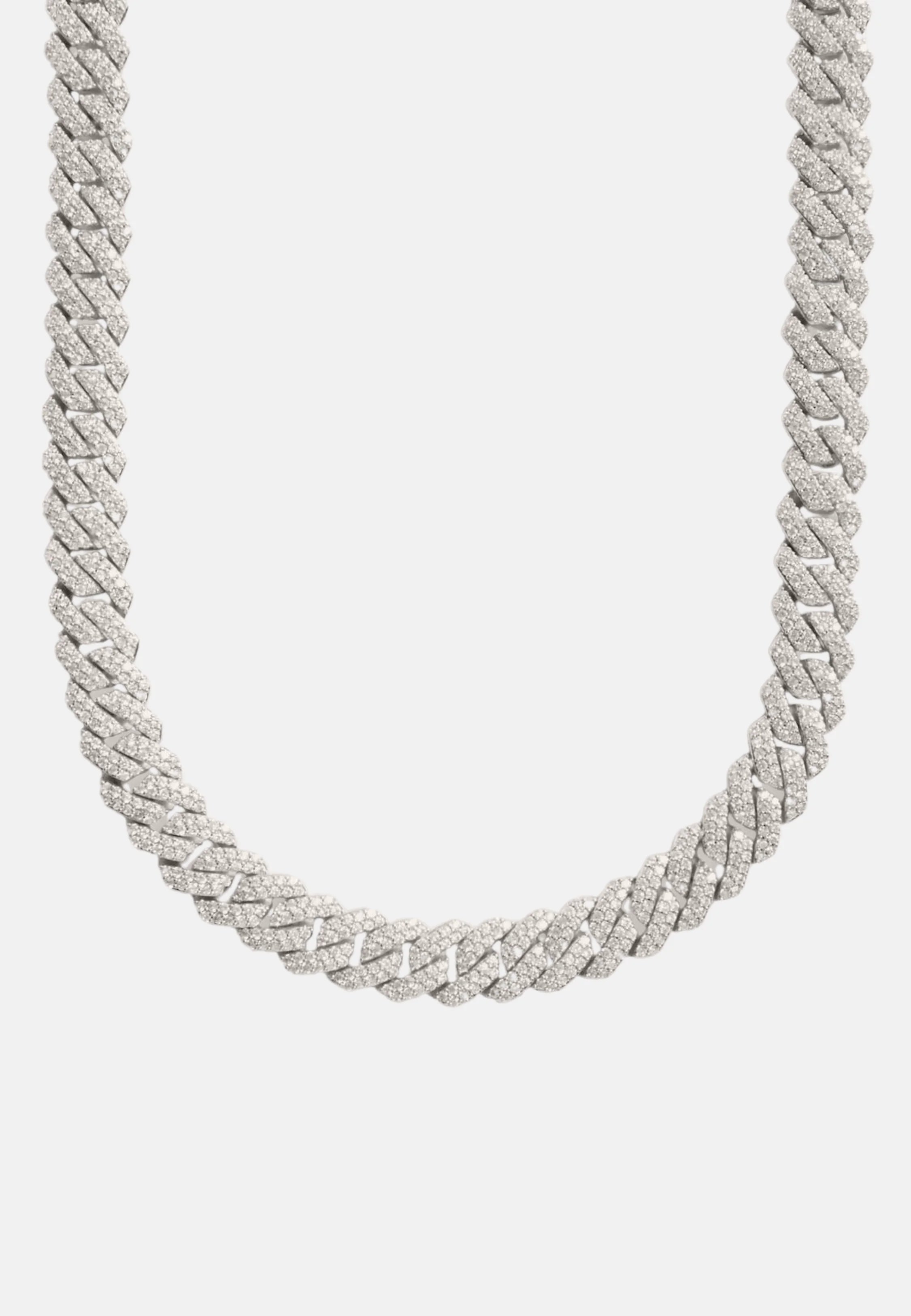Hillenic Silver 12mm Iced Prong Cuban Chain