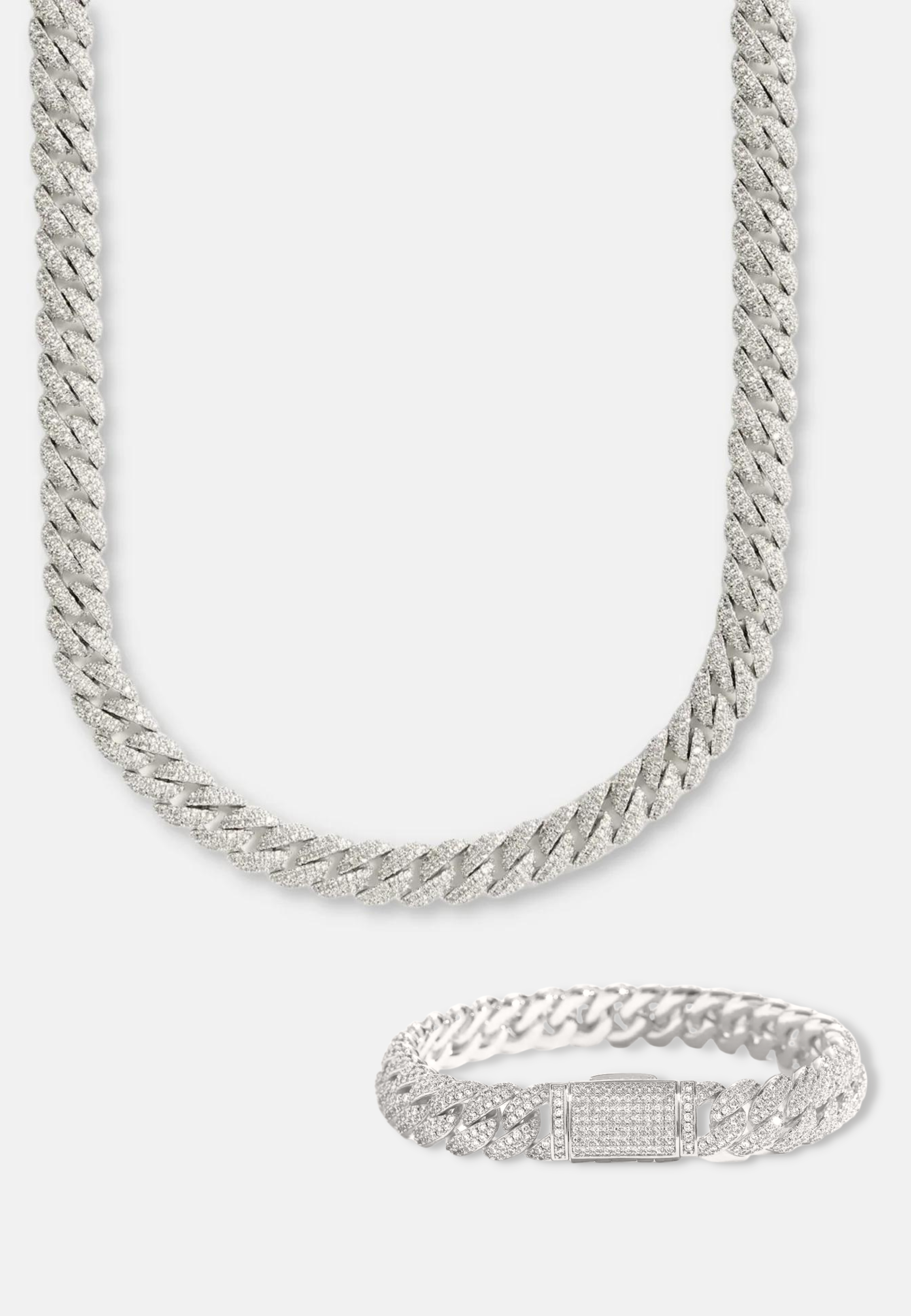 Hillenic Silver 8mm Cuban Link Set