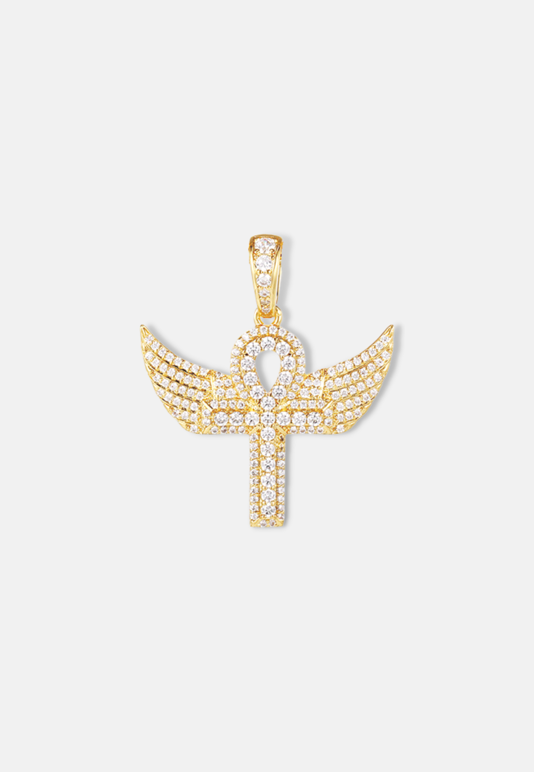Hillenic Gold Ankh Wings Cross Pendant
