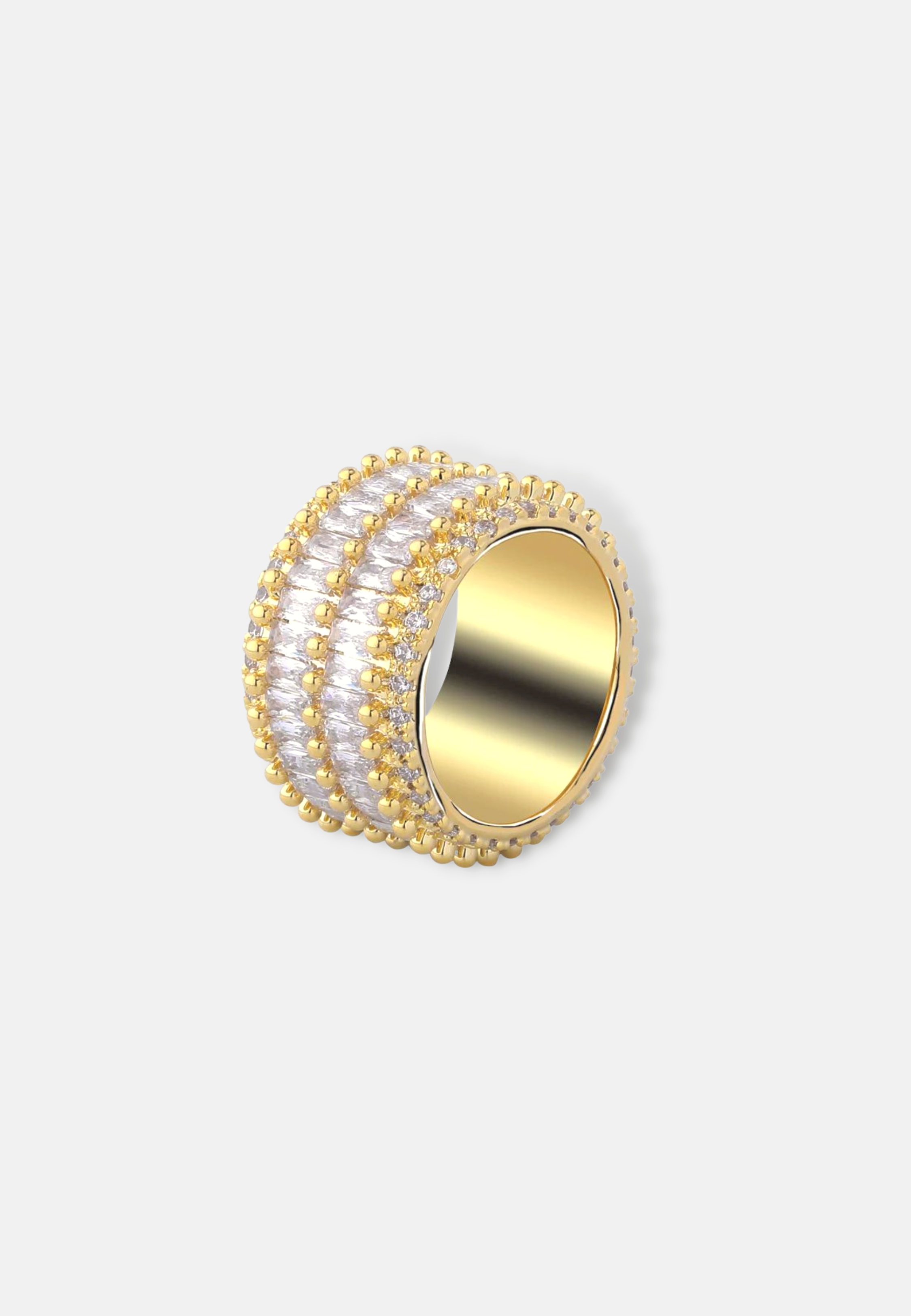 Hillenic Gold Double Row Strip Zircon Ring
