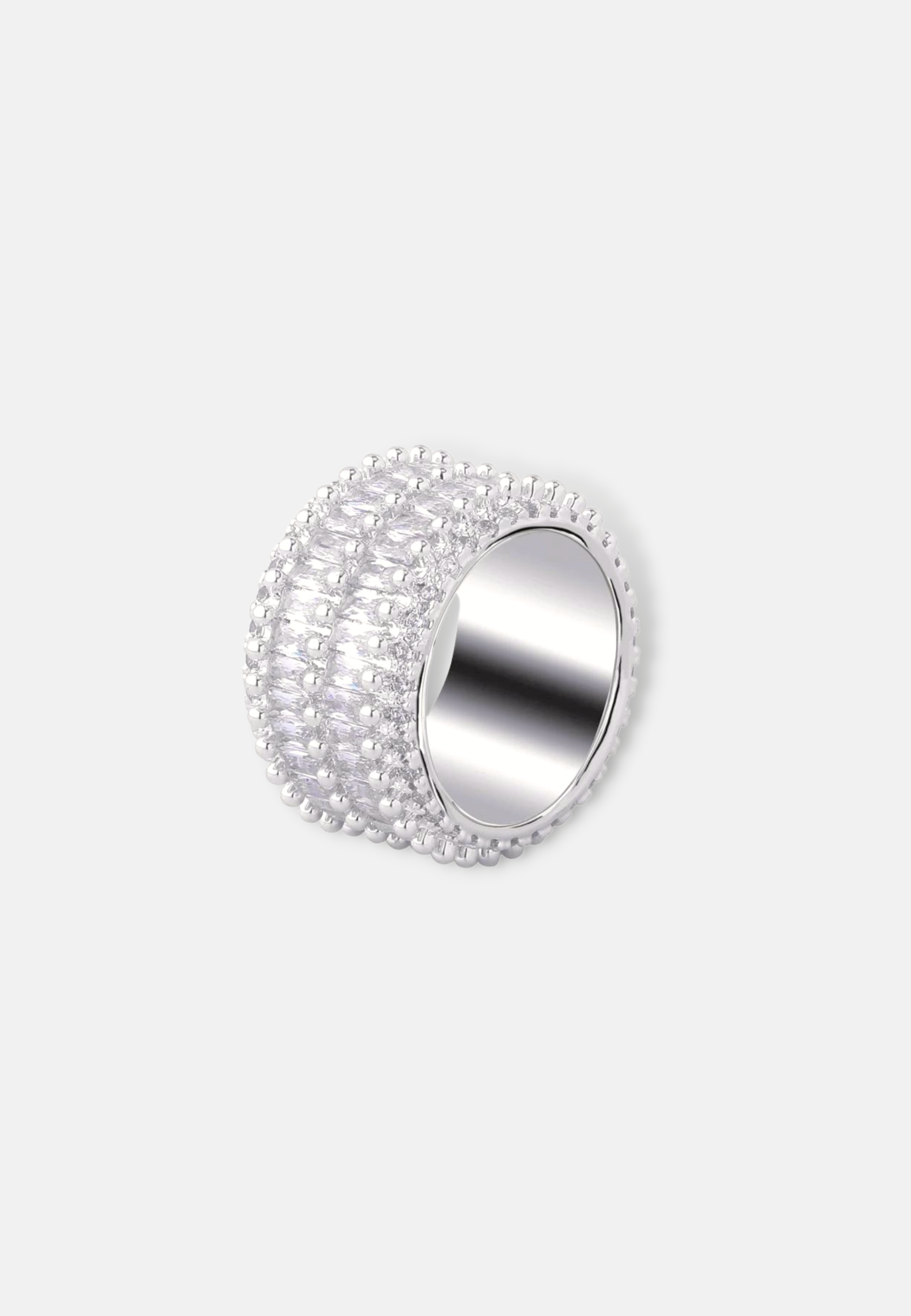 Hillenic Silver Double Row Strip Zircon Ring