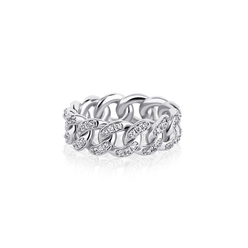 Hillenic Silver Zircon Cuban Ring