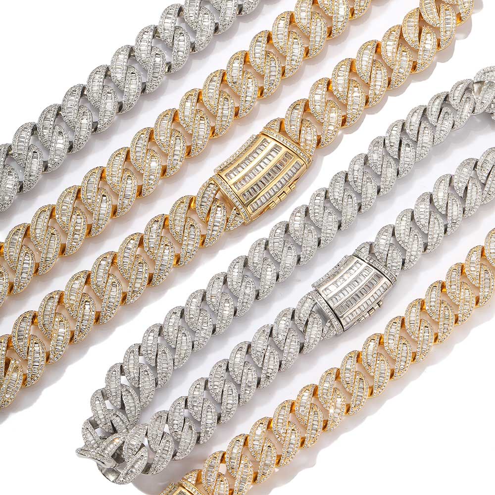 HIllenic Silver & GOLD 15/20mm Miami Buckle Chain