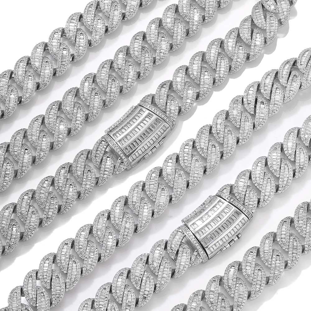HIllenic Silver 15/20mm Miami Buckle Chain PAttern