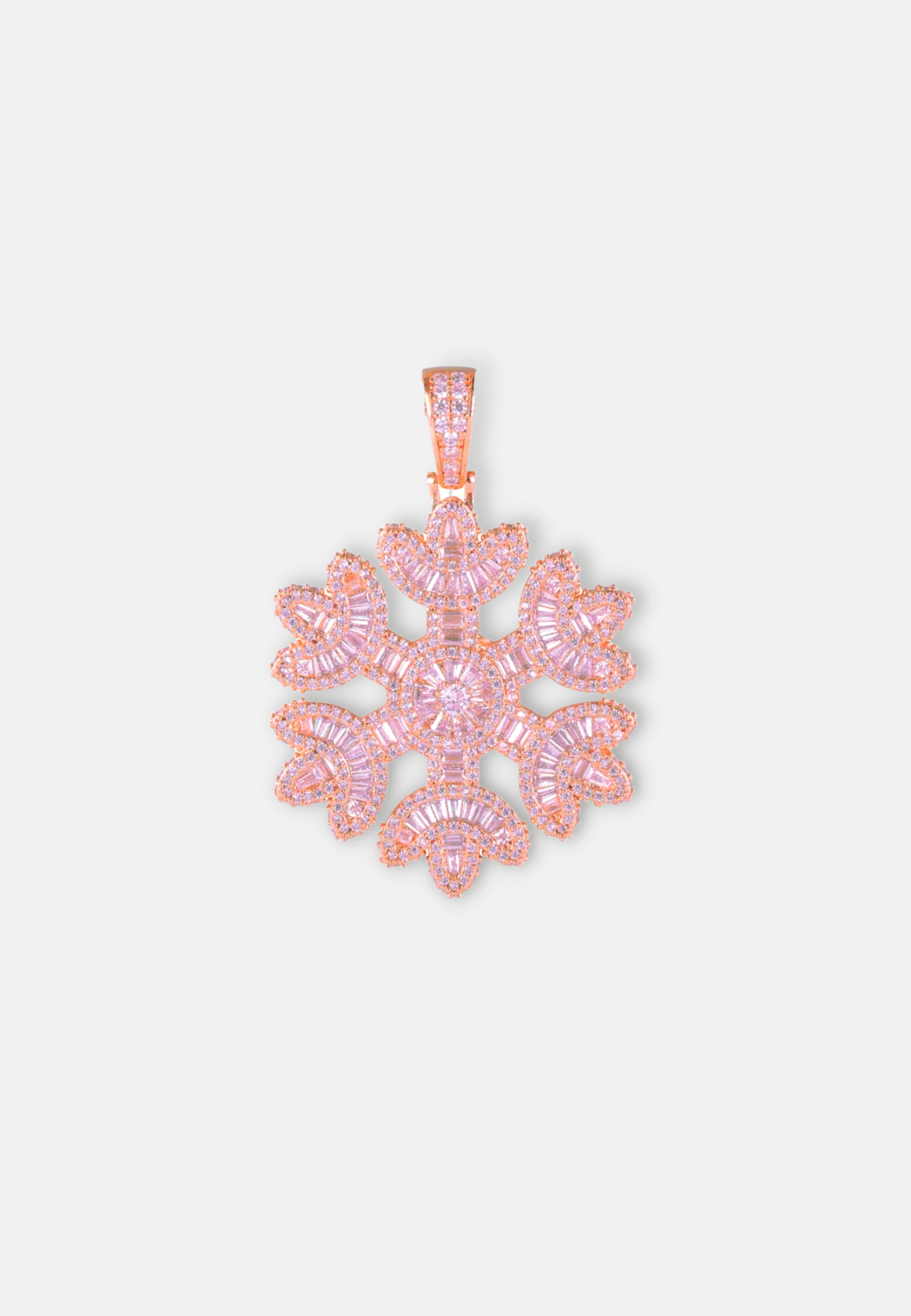 Hillenic Pink Baguette Snowflake Pendant