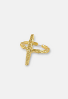 Hillenic Gold Wrinkle Cross Ring 