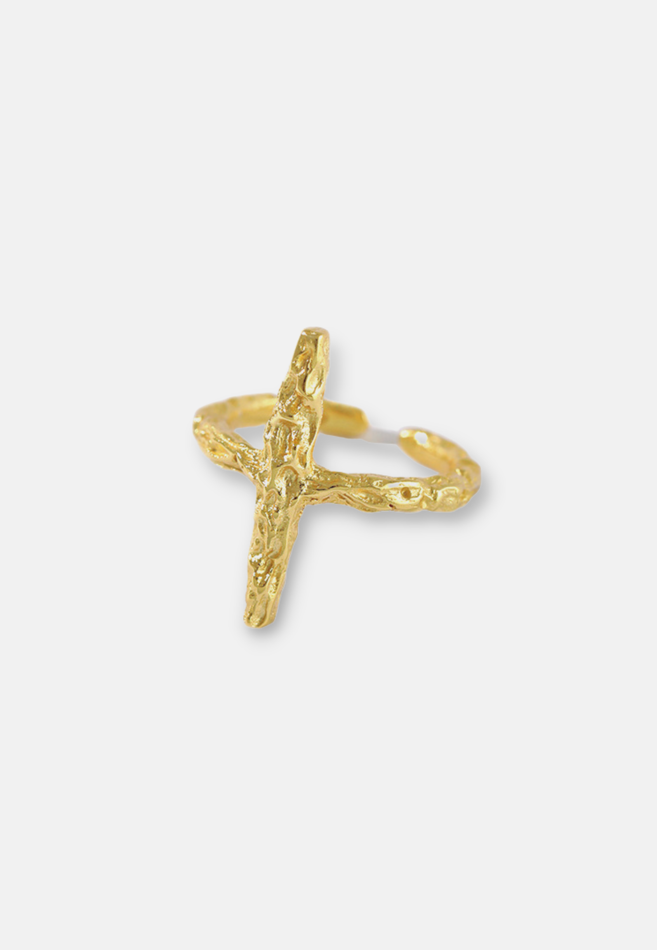 Hillenic Gold Wrinkle Cross Ring 