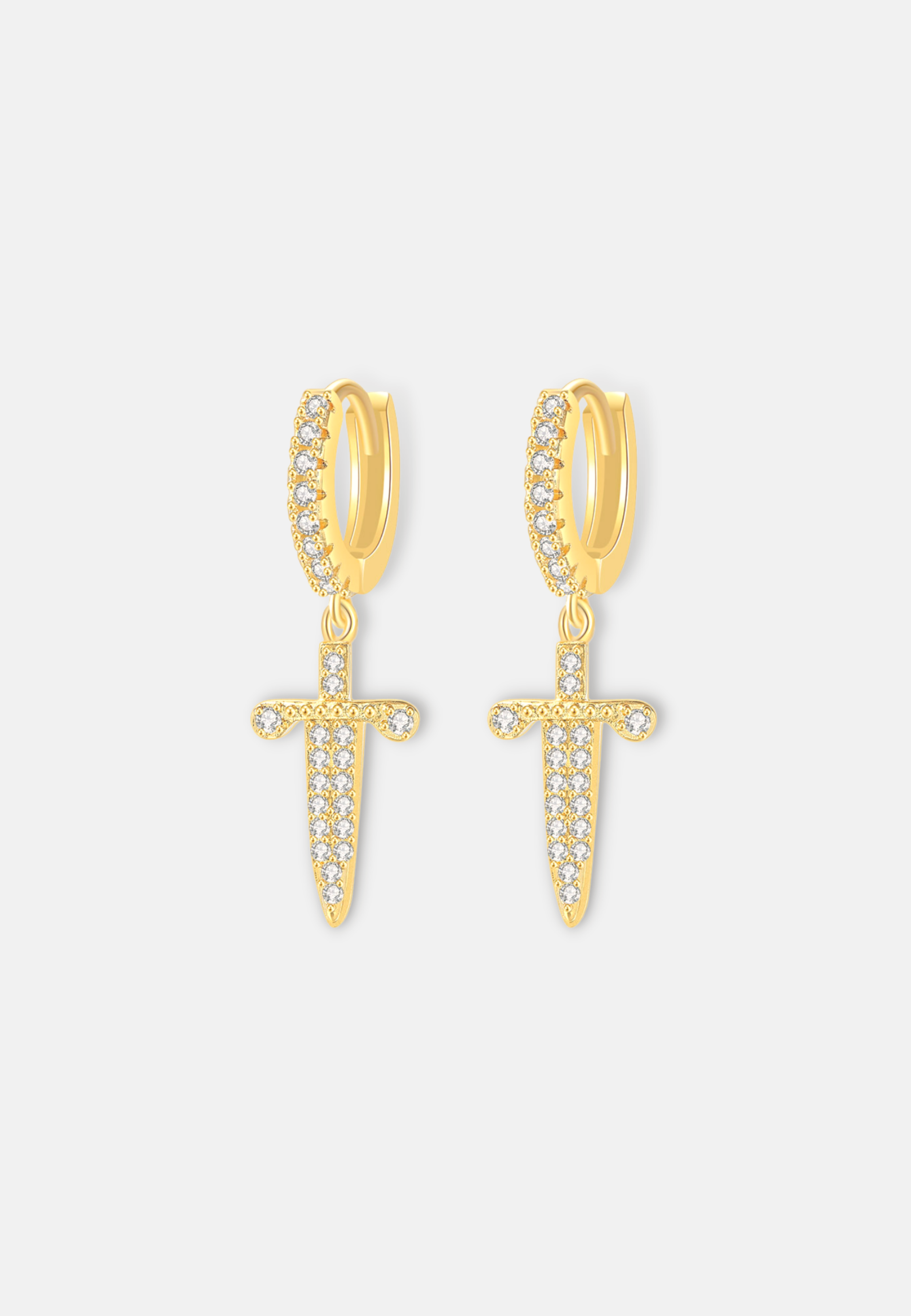 Hillenic Gold Iced Dagger Earrings 