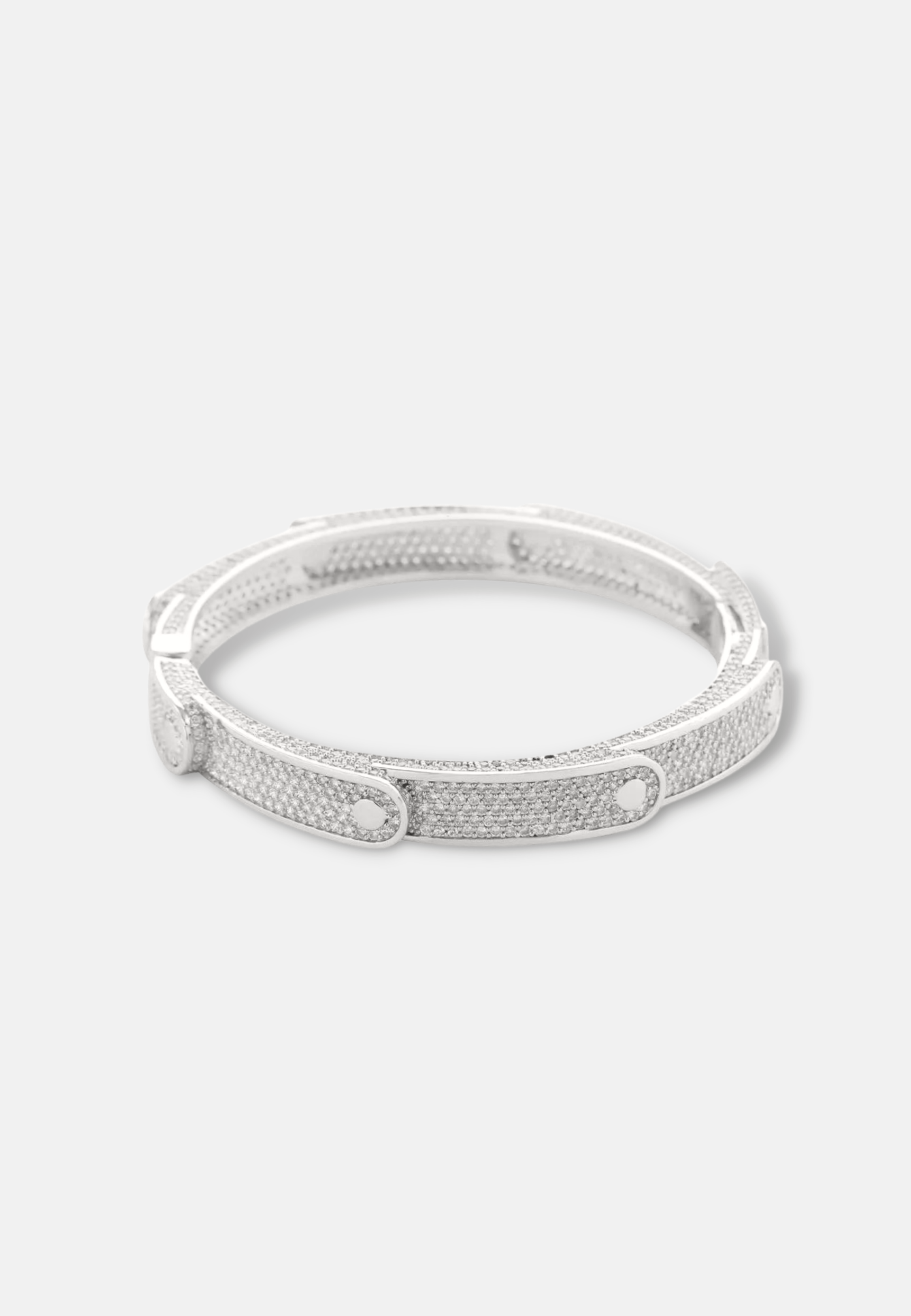 Hillenic Silver 8mm Iced Cuff Bangle