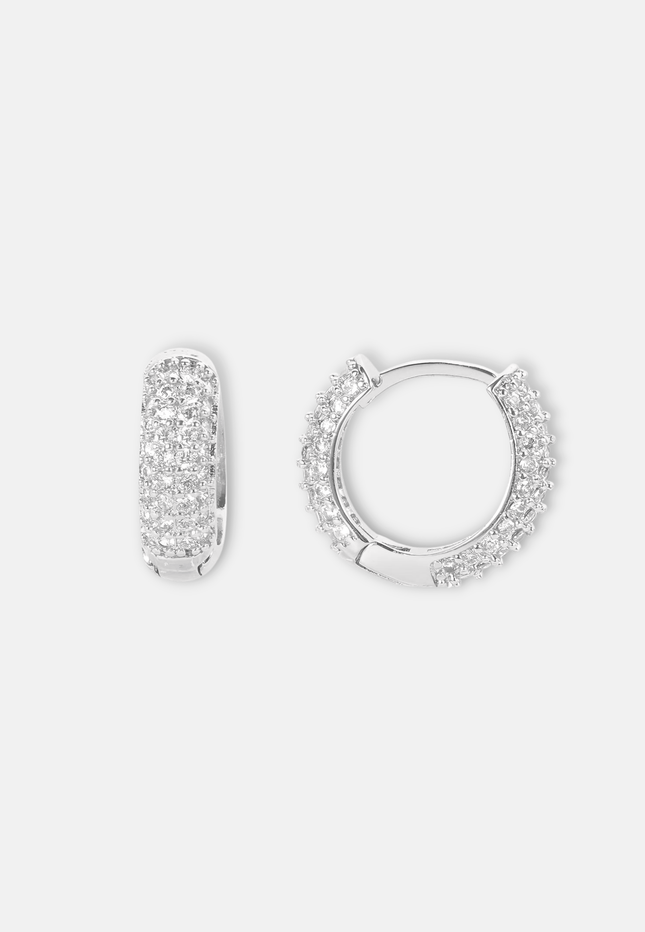 Hillenic Silver Iced Classic Hoop Earrings