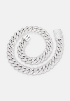 Hillenic 15mm Silver Iced Cuban Link Chain