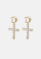 Hillenic Gold Iced Cross Stud Earrings