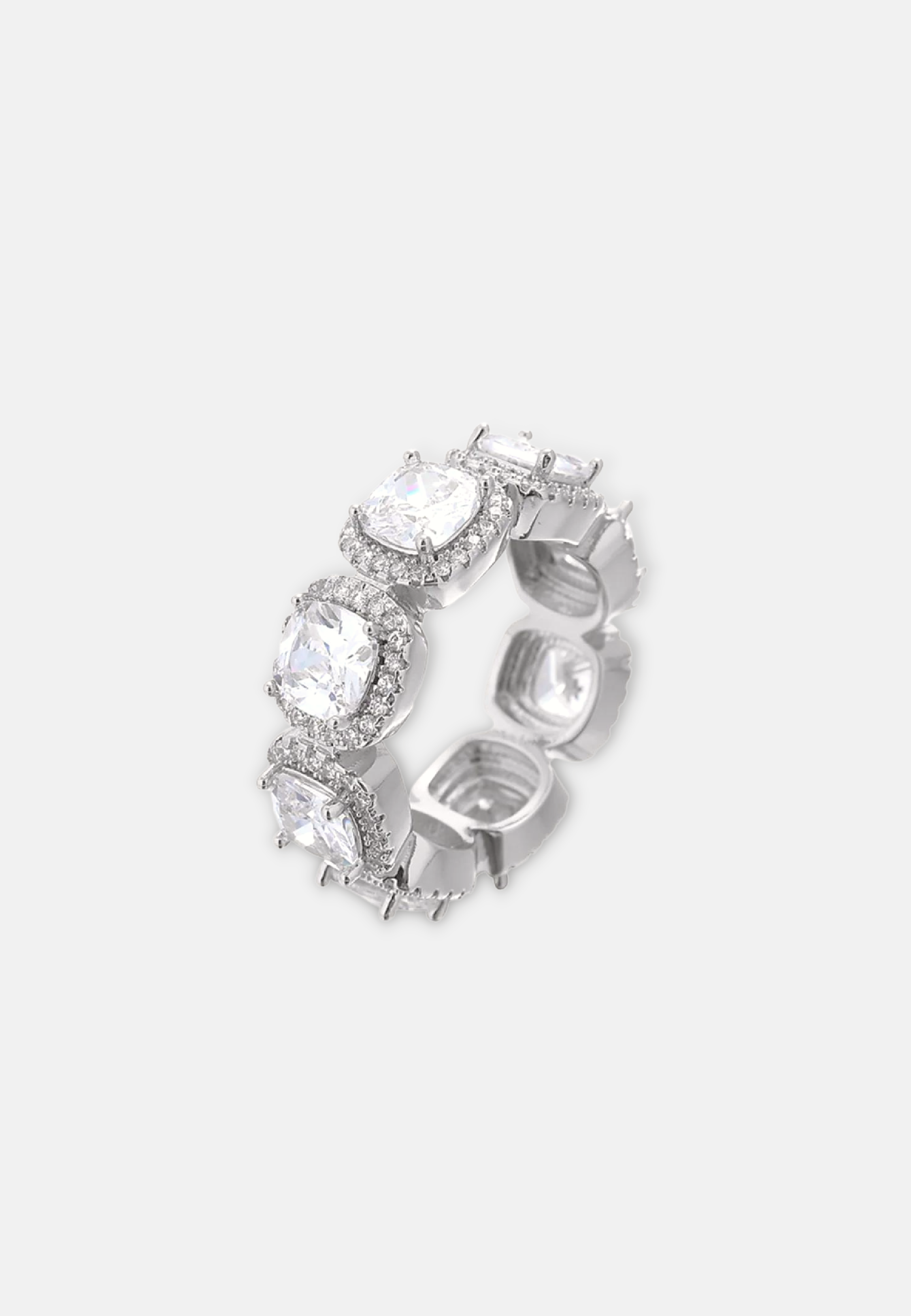 Hillenic Silver Square Zircon Iced Ring