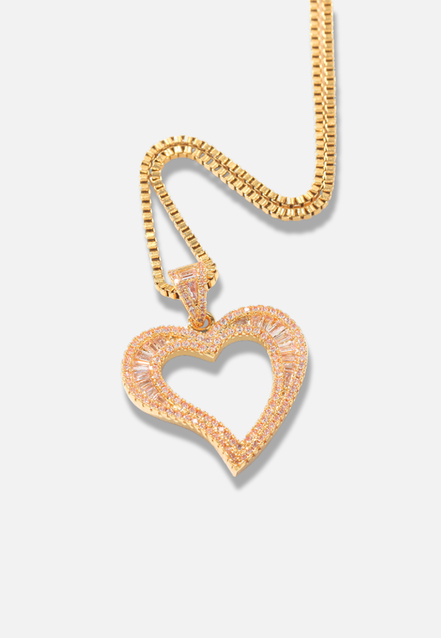 Hillenic Gold Iced Baguette Heart Pendant