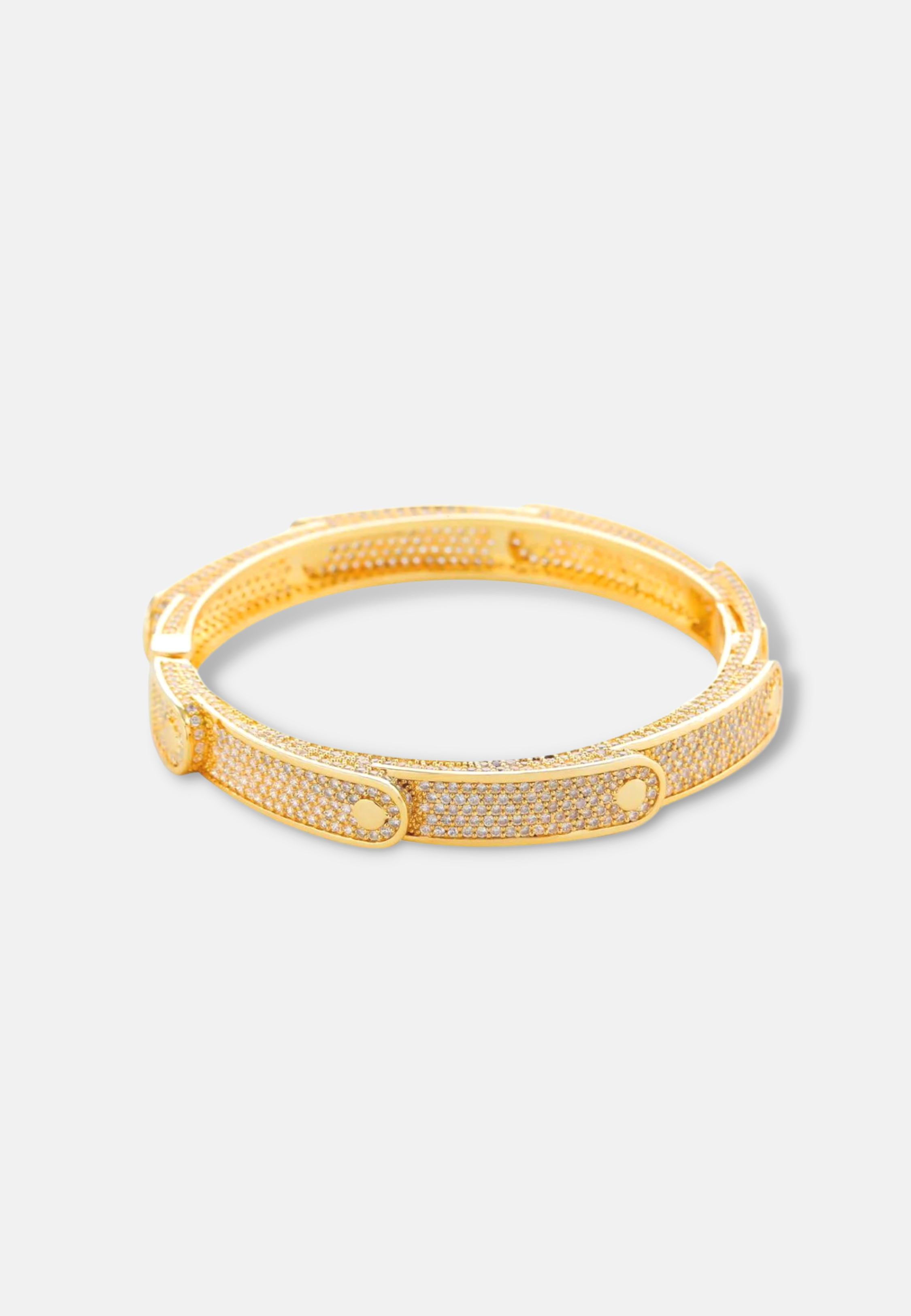 Hillenic Gold 8mm Iced Cuff Bangle