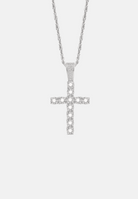 Hillenic Silver Iced Tennis Cross Pendant with Twist Chain