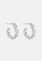 Hillenic Silver Mosaic Baguette Clustered Earrings