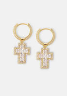 Hillenic Gold Premium Iced Cross Earrings