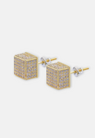 Hillenic Gold Square Iced Out Earrings