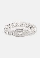 Hillenic Silver 12mm Iced Square Cuban Bracelet