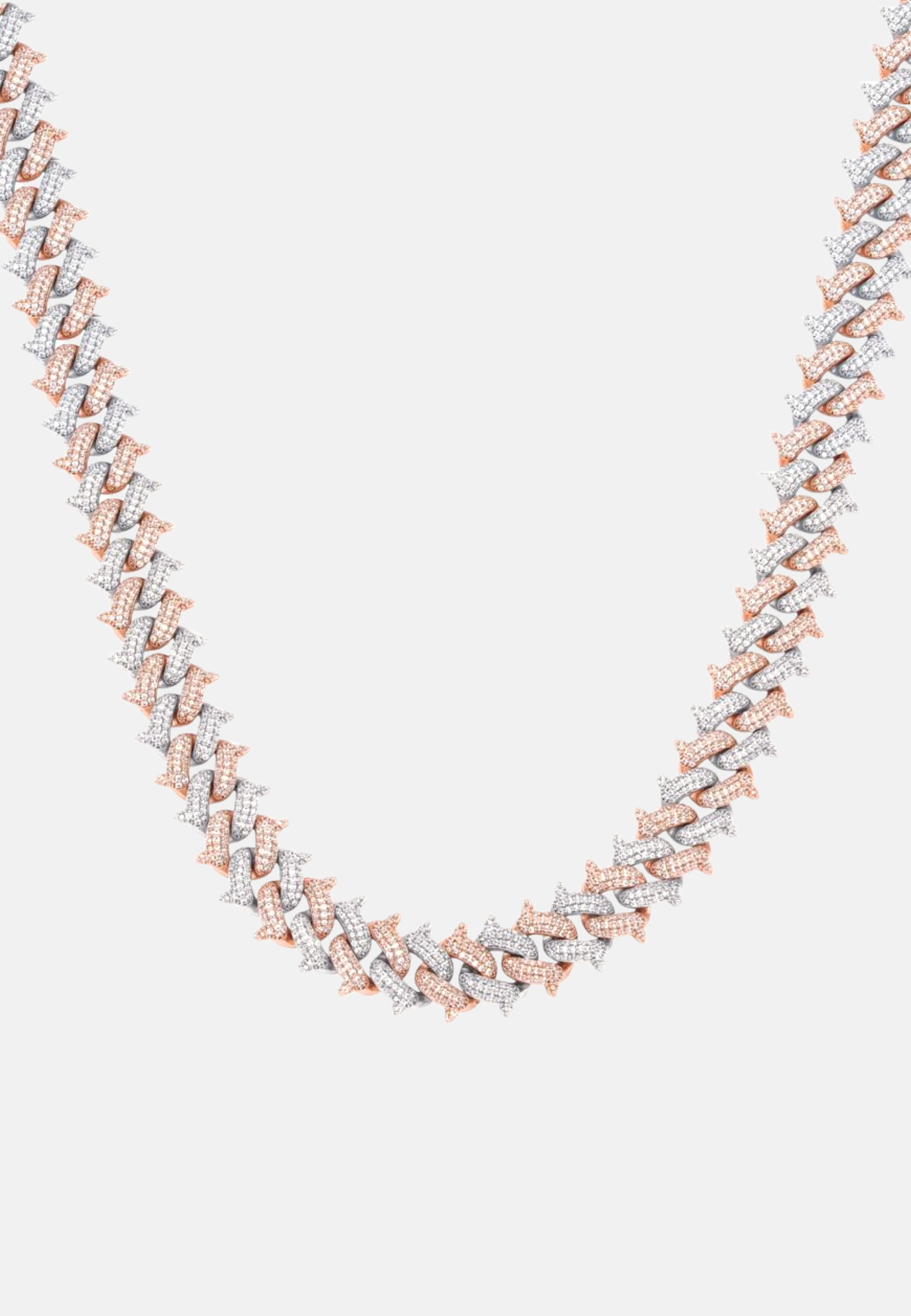 Hillenic Silver & Rose Gold 14mm Spiked Prong Chain