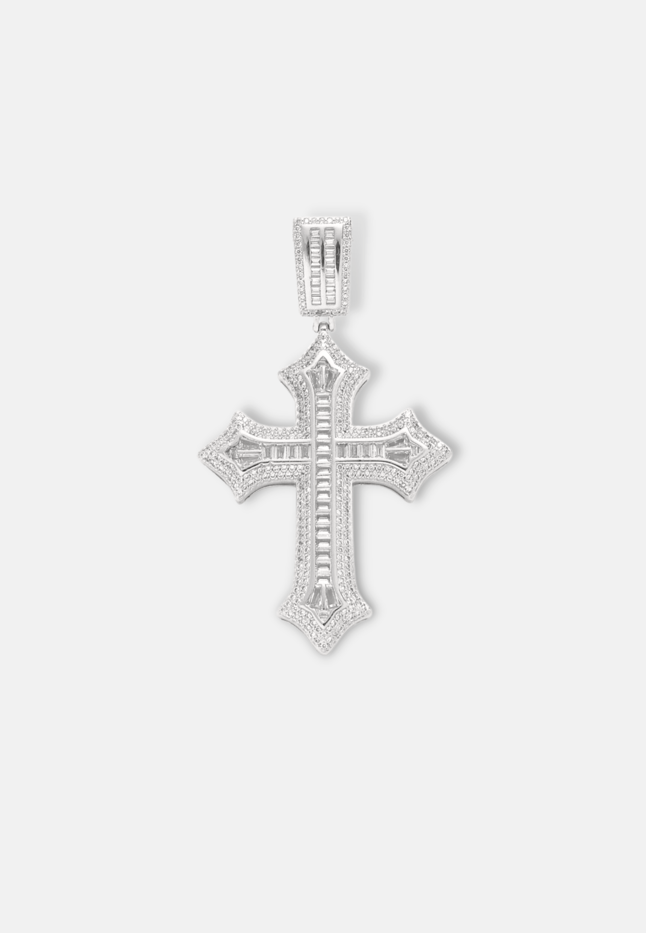 Hillenic Silver Iced Spiked Cross Pendant