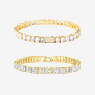 HIllenic Gold Tennis Bracelets Bundle, Classic Gold tennis Bracelet + Square 14K Gold Tennis Bracelet