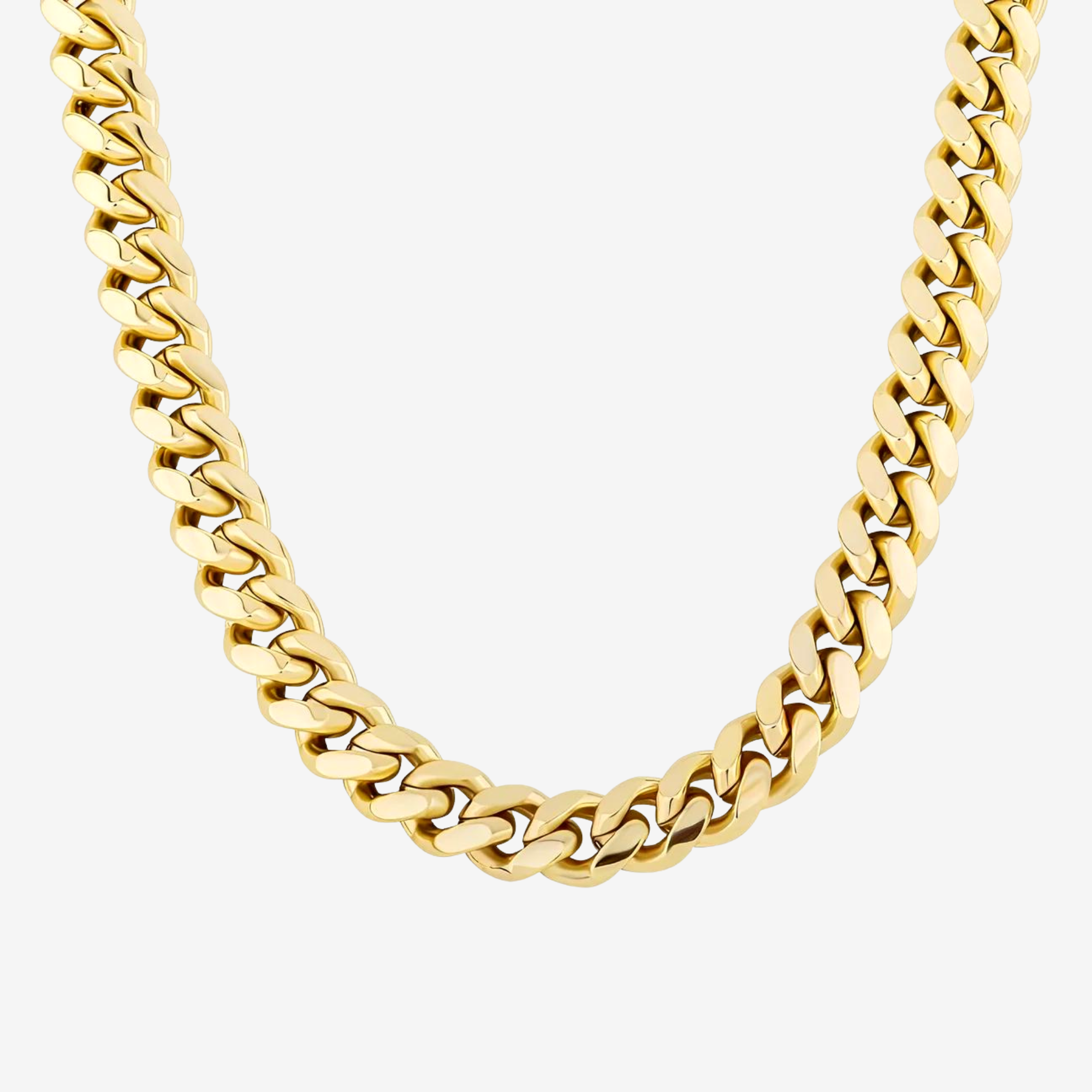 Hillenic 14K gold Cuban link chain, Gold Iced mens Cuban Link chain