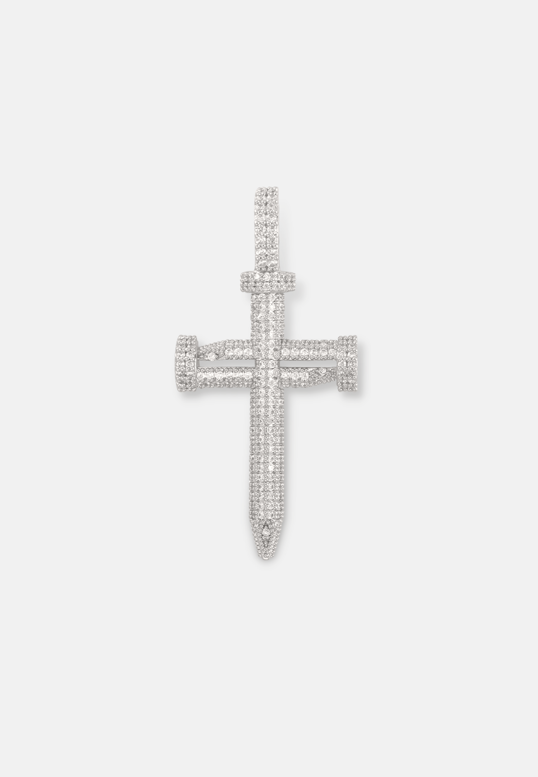 Hillenic Silver Iced Large Nail Cross pendant