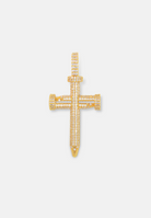 Hillenic Gold Iced Large Nail Cross pendant