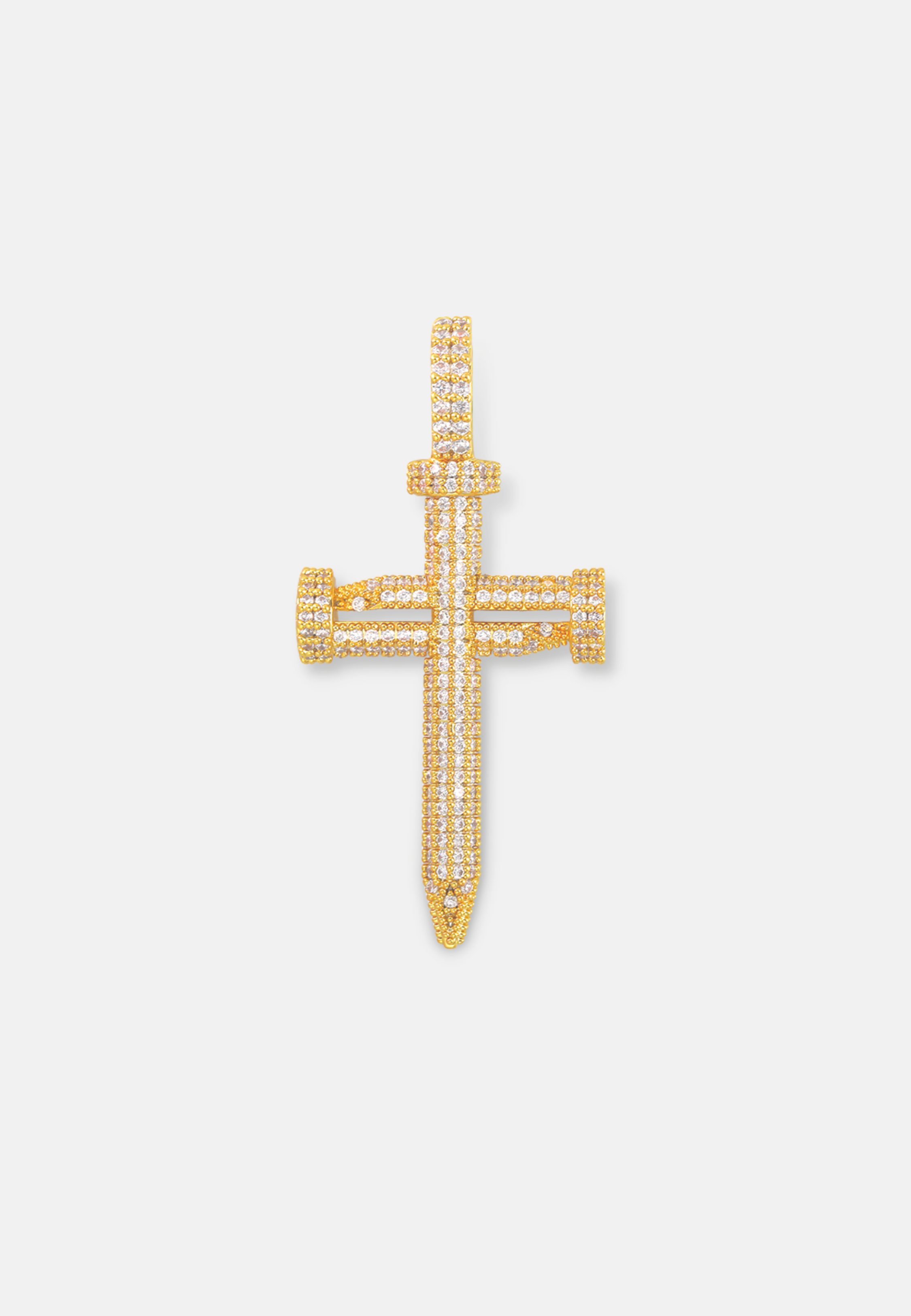 Hillenic Gold Iced Large Nail Cross pendant