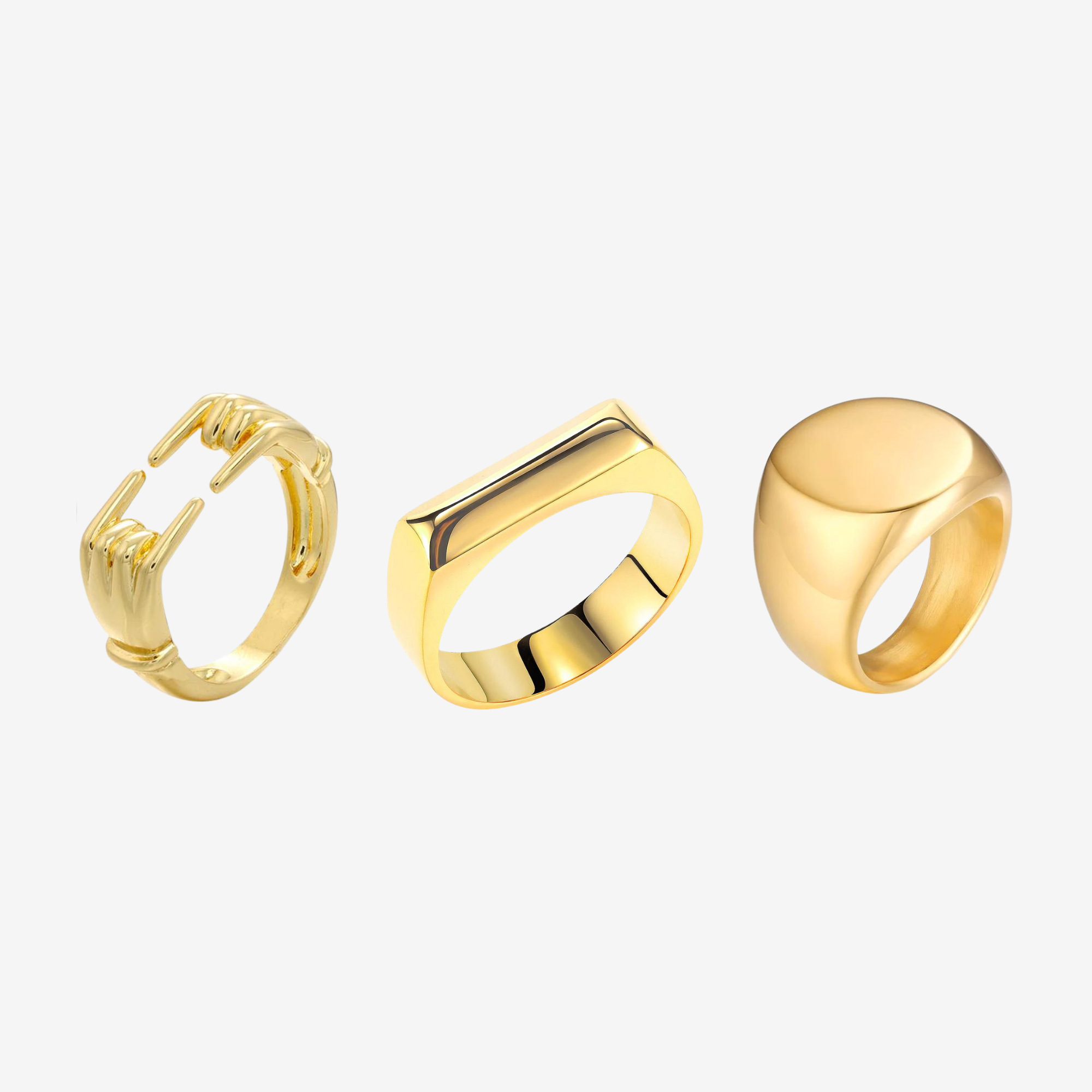 Hillenic Plain Gold Rings Superbundle, main image, iced hip hop jewelry