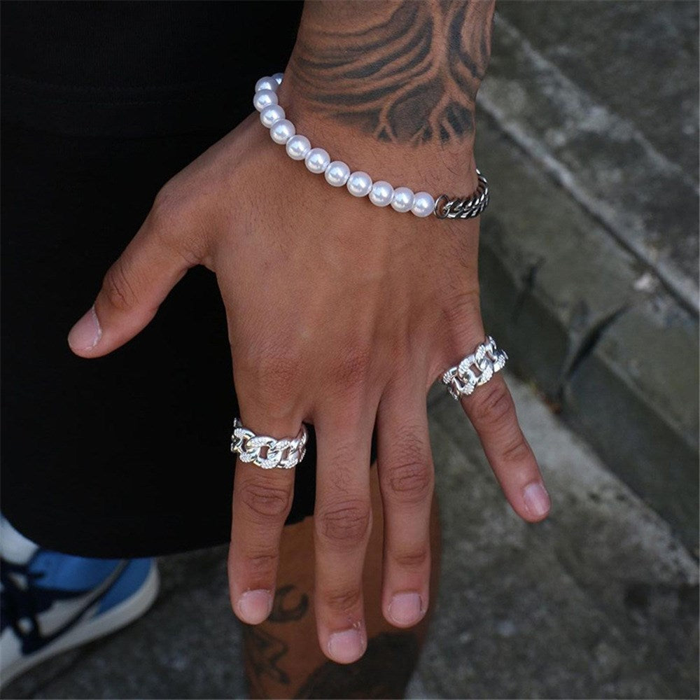 ★関税込★VINTAGE HOLLYWOOD★Chain Half Pearl Bracelet★ VINTAGE HOLLYWOOD】Chain Half Pearl Bracelet☆送料・関税込