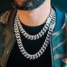 HIllenic Gold 18mm Baguette Miami Chain 18inch & 22inch on the White male model